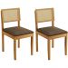 Conjunto 2 Cadeiras Jade 03 com Rattan Veludo Marrom Pés em Madeira JCM