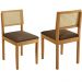 Conjunto 2 Cadeiras Jade 03 com Rattan Veludo Marrom Pés em Madeira JCM