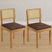 Conjunto 2 Cadeiras Jade 03 com Rattan Verona Chocolate Pés em Madeira JCM