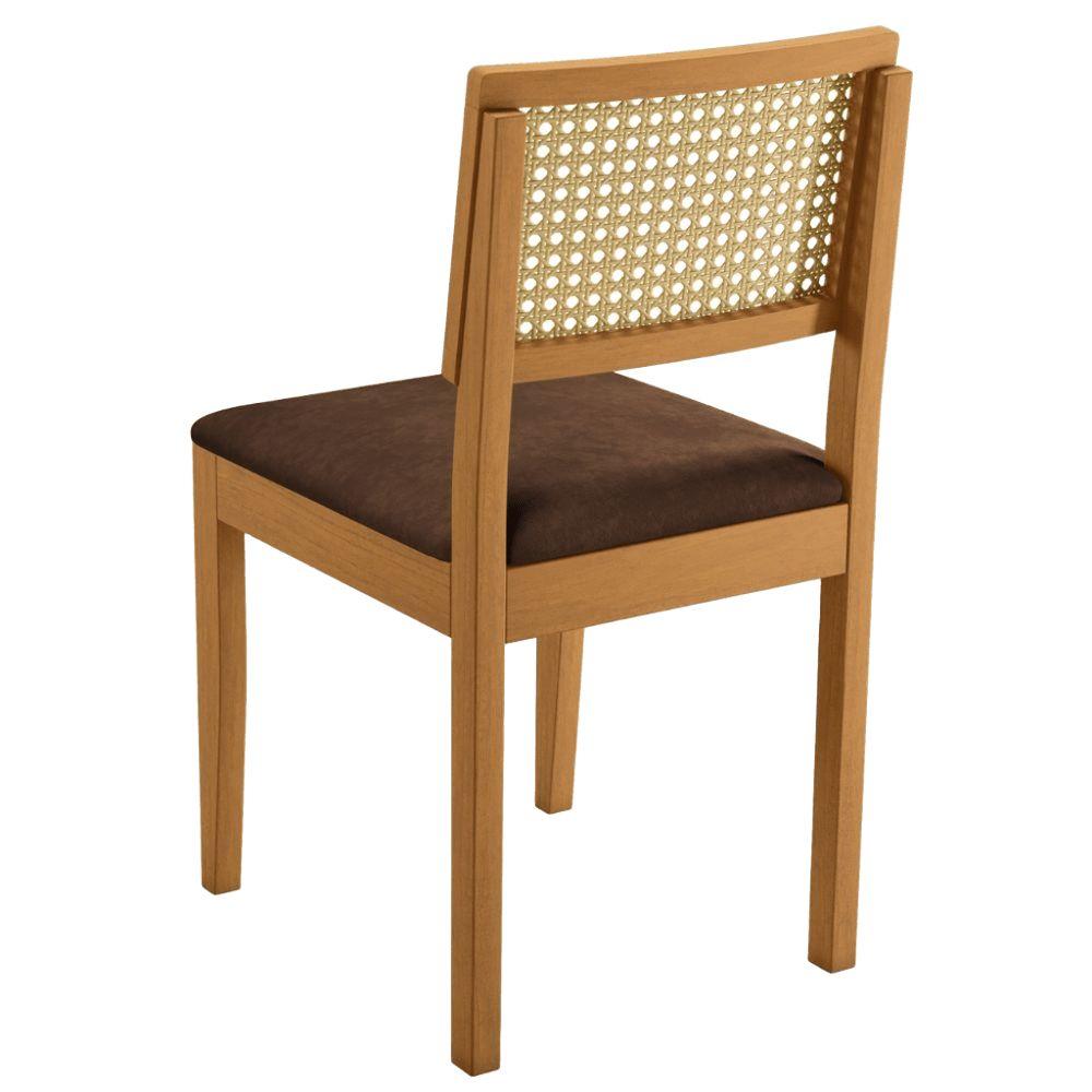 Conjunto 2 Cadeiras Jade 03 com Rattan Verona Chocolate Pés em Madeira JCM