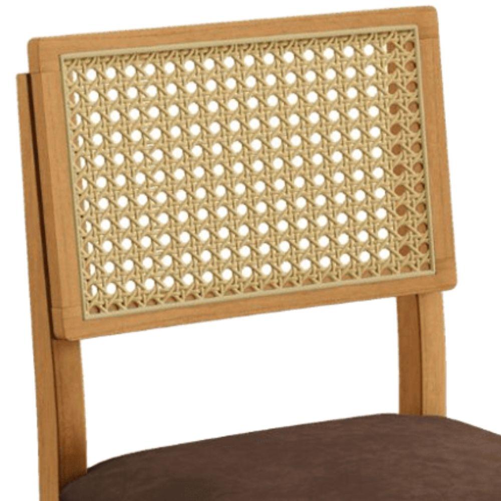 Conjunto 2 Cadeiras Jade 03 com Rattan Verona Chocolate Pés em Madeira JCM