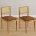 Conjunto 2 Cadeiras Jade 03 com Rattan Verona Marrom Pés em Madeira JCM