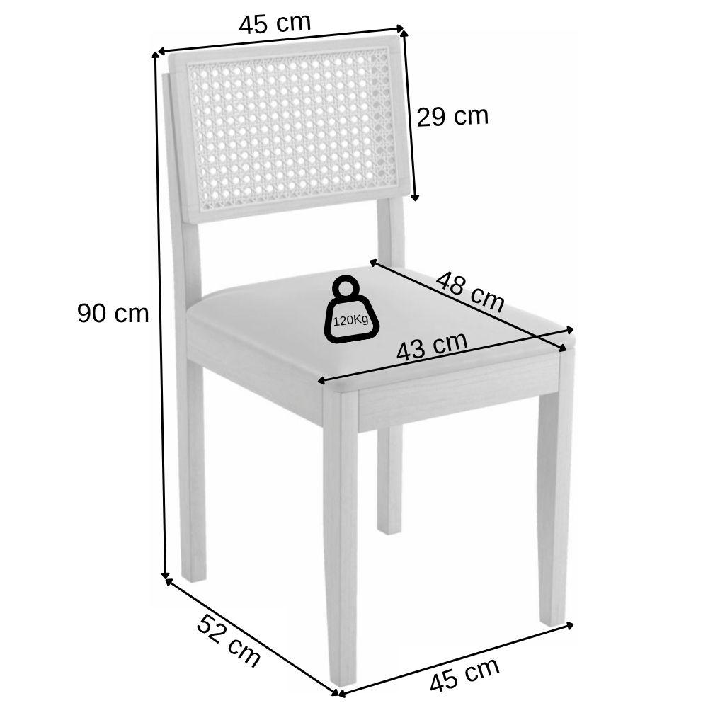 Conjunto 2 Cadeiras Jade 03 com Rattan Verona Marrom Pés em Madeira JCM
