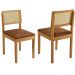 Conjunto 2 Cadeiras Jade 03 com Rattan Verona Marrom Pés em Madeira JCM