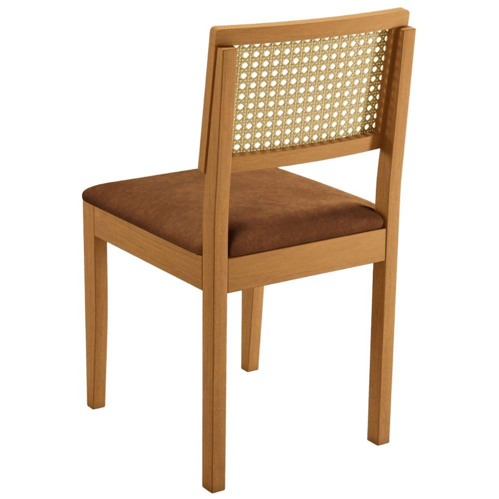 Conjunto 2 Cadeiras Jade 03 com Rattan Verona Marrom Pés em Madeira JCM