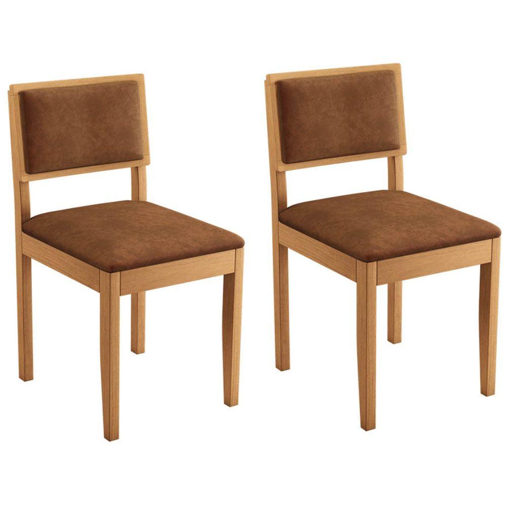 Conjunto 2 Cadeiras Jade 04 Verona Marrom Pés em Madeira JCM