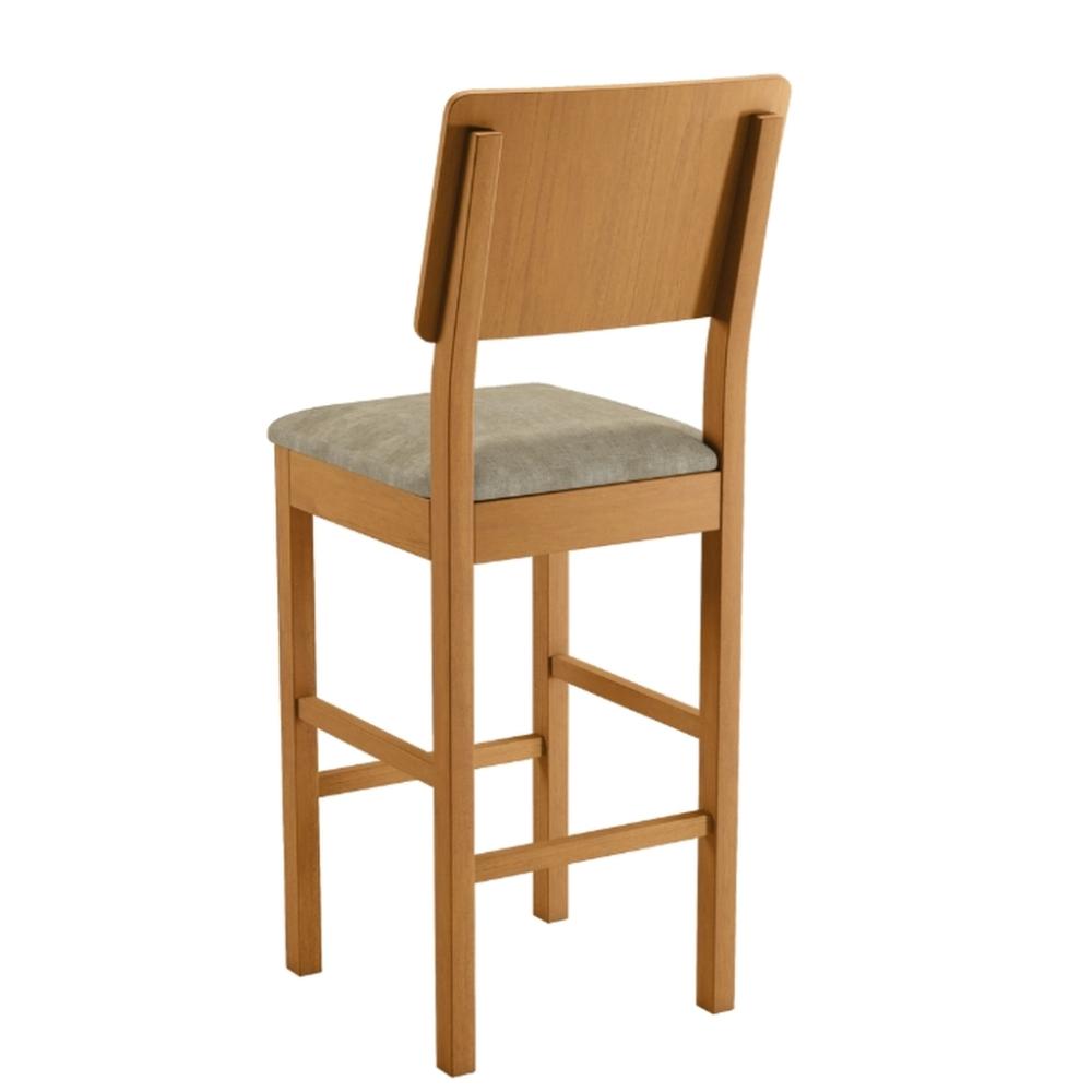 Conjunto 3 Banquetas Jade 01 Veludo Cinza Pés em Madeira JCM