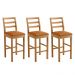 Conjunto 3 Banquetas Jade 02 Couro Caramelo Pés em Madeira JCM