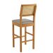 Conjunto 3 Banquetas Jade 03 com Rattan Veludo Cinza Pés em Madeira JCM
