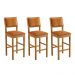 Conjunto 3 Banquetas Jade 04 Madeira Maciça JCM Couro Caramelo