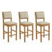 Conjunto 3 Banquetas Jade 04 Madeira Maciça JCM Linho Bege