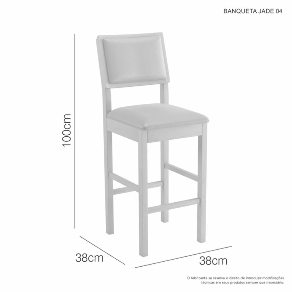 Conjunto 3 Banquetas Jade 04 Madeira Maciça JCM Linho Bege