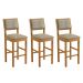 Conjunto 3 Banquetas Jade 04 Madeira Maciça JCM Veludo Cinza