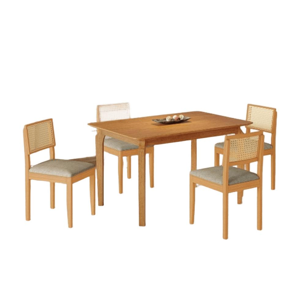 Conjunto Mesa de Jantar Alegra Laminado 1,20M com 4 Cadeiras Jade 03 Linho Cinza