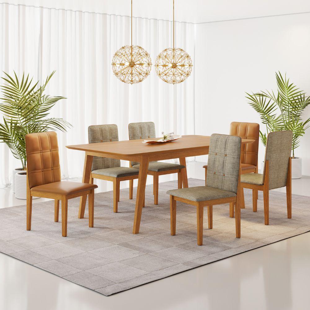Conjunto Mesa de Jantar Elegance Cinamomo 1,80 M com 6 Cadeiras Ágata