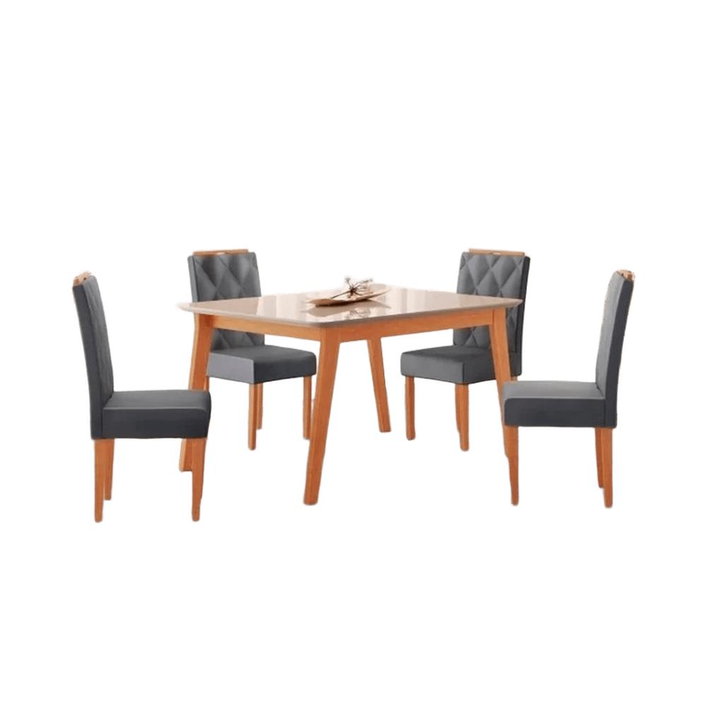 Conjunto Mesa de Jantar Elegance Off White 1,20 M com 4 Cadeiras Diamante