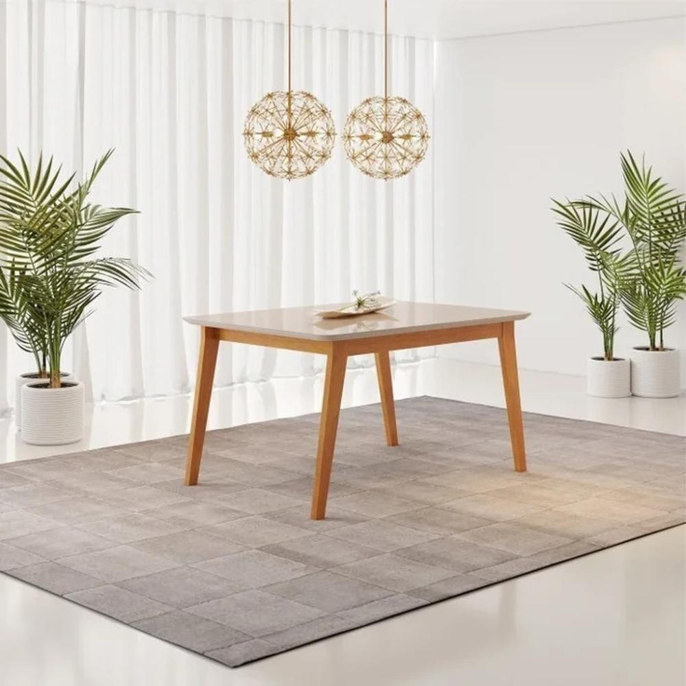 Conjunto Mesa de Jantar Elegance Off White 1,20 M com 4 Cadeiras Diamante