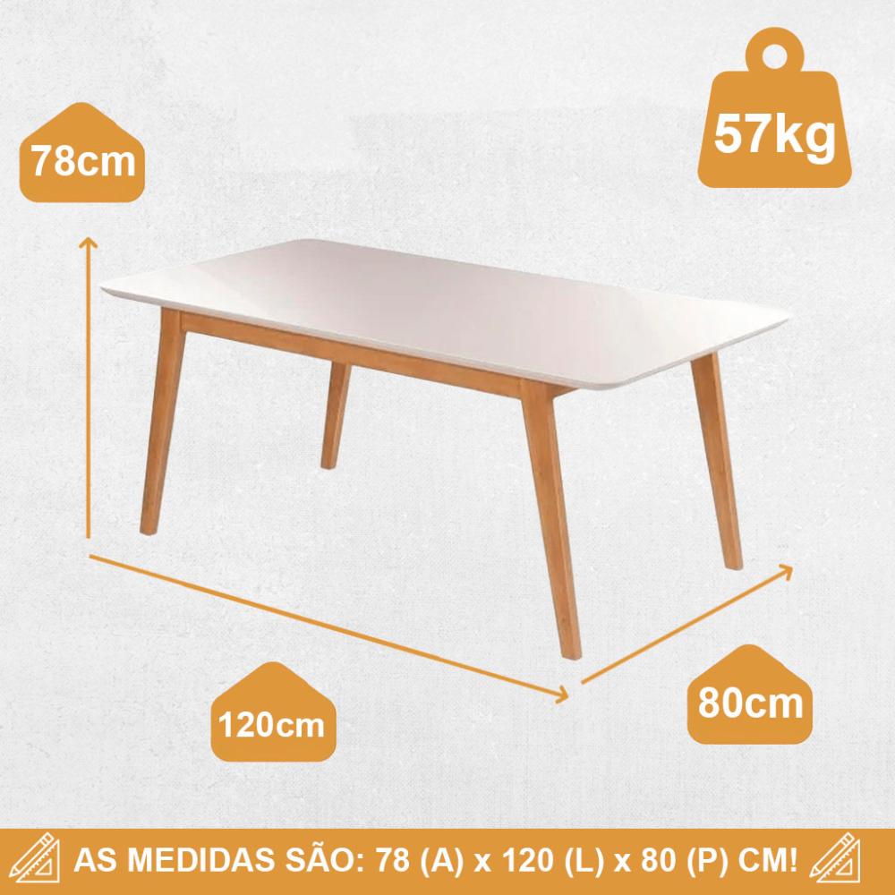 Conjunto Mesa de Jantar Elegance Off White 1,20 M com 4 Cadeiras Diamante