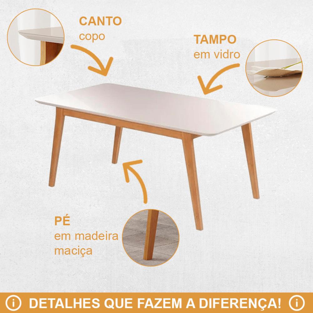 Conjunto Mesa de Jantar Elegance Off White 1,20 M com 4 Cadeiras Diamante