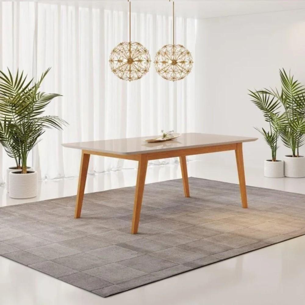 Conjunto Mesa de Jantar Elegance Off White 1,80 M com 6 Cadeiras Diamante