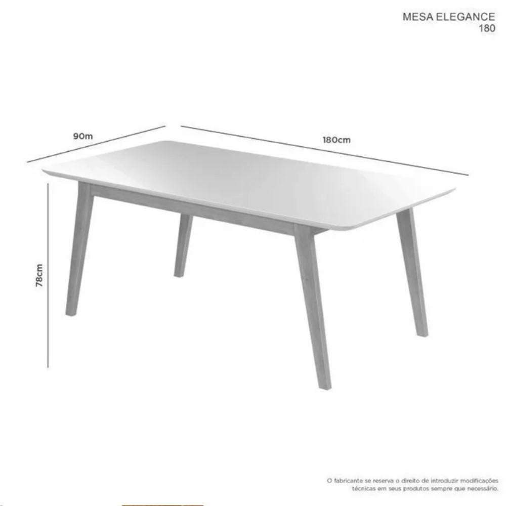 Conjunto Mesa de Jantar Elegance Off White 1,80 M com 6 Cadeiras Diamante