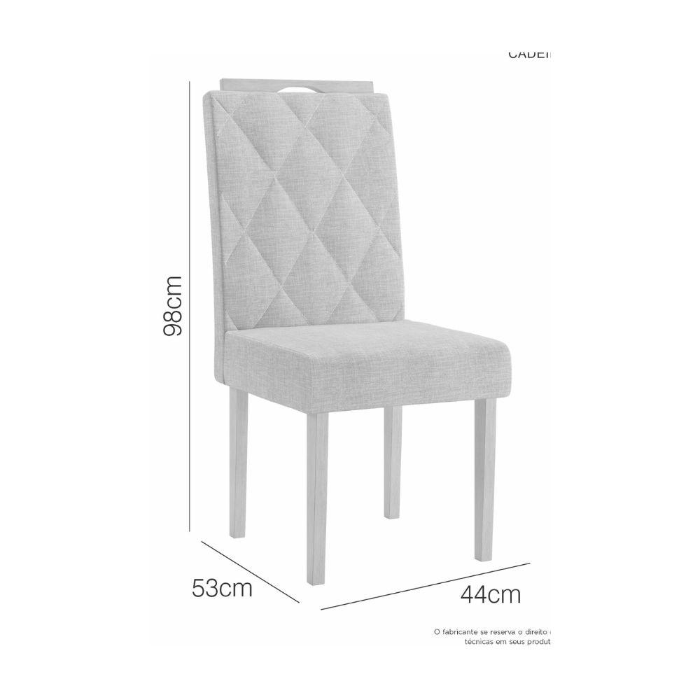Conjunto Mesa de Jantar Harpa Off White 1,60 M com 6 Cadeiras Diamante