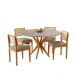 Conjunto Mesa de Jantar Simpatia Redonda Off White com 4 Cadeiras Jade 03 Veludo Bege