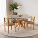 Conjunto Mesa de Jantar Simpatia Redonda Off White com 4 Cadeiras Jade 03 Veludo Bege
