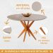 Conjunto Mesa de Jantar Simpatia Redonda Off White com 4 Cadeiras Jade 03 Veludo Bege