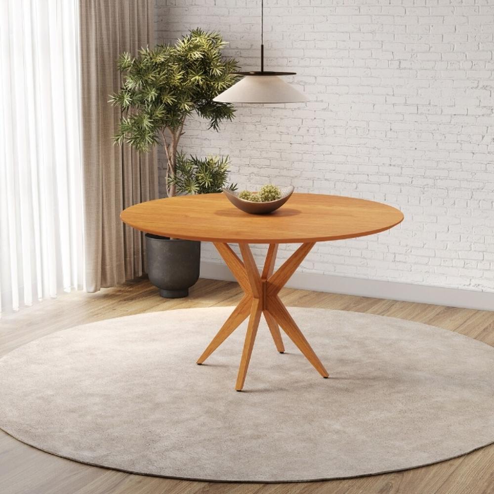 Conjunto Mesa de Jantar Simpatia Redonda com 4 Cadeiras Jade 03 Veludo Bege