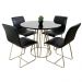 Conjunto Sala de Jantar Rubi Preto com 4 Cadeiras Cristal Couro Preto Base Champanhe
