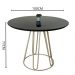 Conjunto Sala de Jantar Rubi Preto com 4 Cadeiras Cristal Couro Preto Base Champanhe