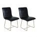 Conjunto Sala de Jantar Rubi Preto com 4 Cadeiras Cristal Couro Preto Base Champanhe