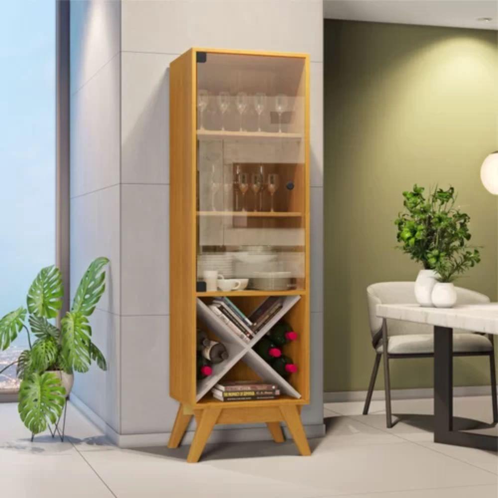 Cristaleira Graça 1 Porta e Adega JCM Movelaria Cinamomo Off White