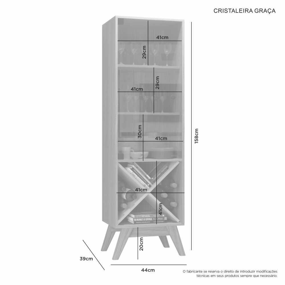Cristaleira Graça 1 Porta e Adega JCM Movelaria Cinamomo Off White