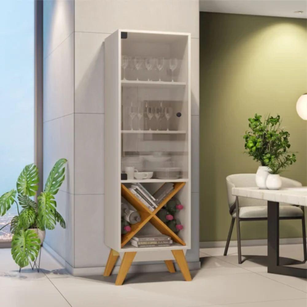Cristaleira Graça 1 Porta e Adega JCM Movelaria Off White Cinamomo