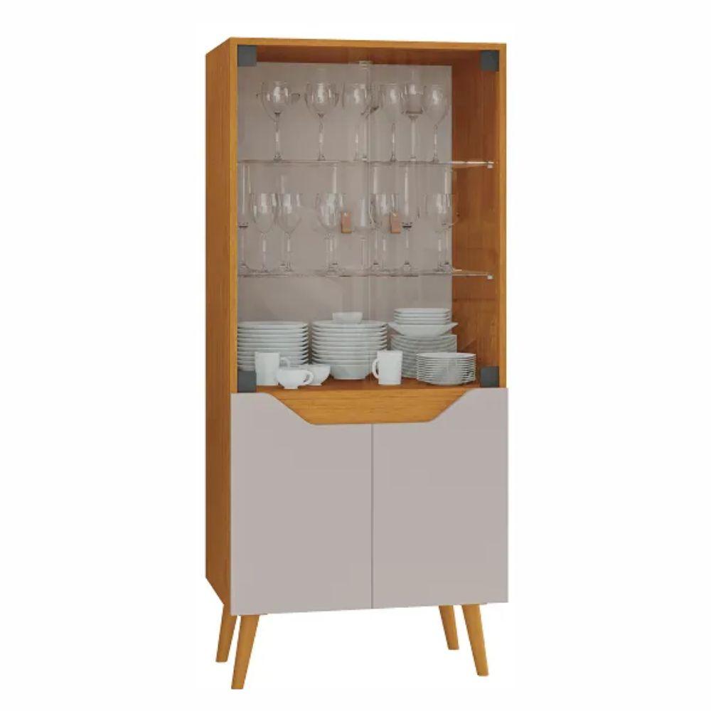 Cristaleira Plena 4 Portas JCM Movelaria Cinamono Off White