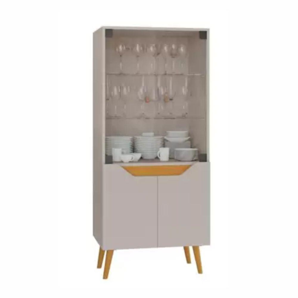 Cristaleira Plena 4 Portas JCM Movelaria Off White Cinamomo