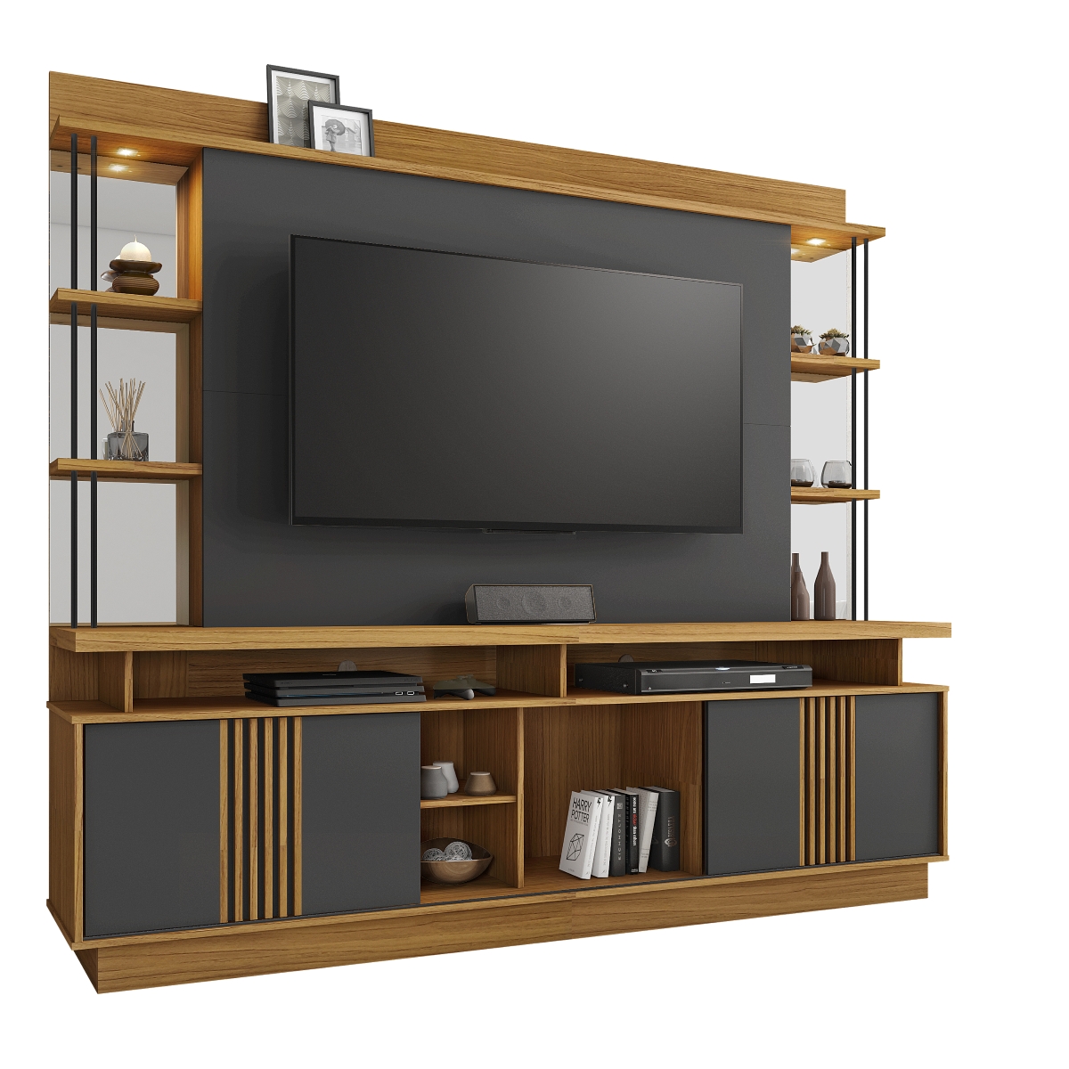 Estante Home Esplendor TV Até 65 Polegadas JCM Movelaria Freijó/Grafite