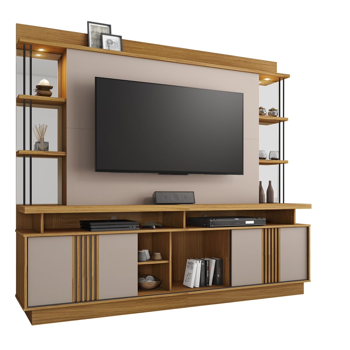 Estante Home Esplendor TV Até 65 Polegadas JCM Movelaria Freijó/Off White