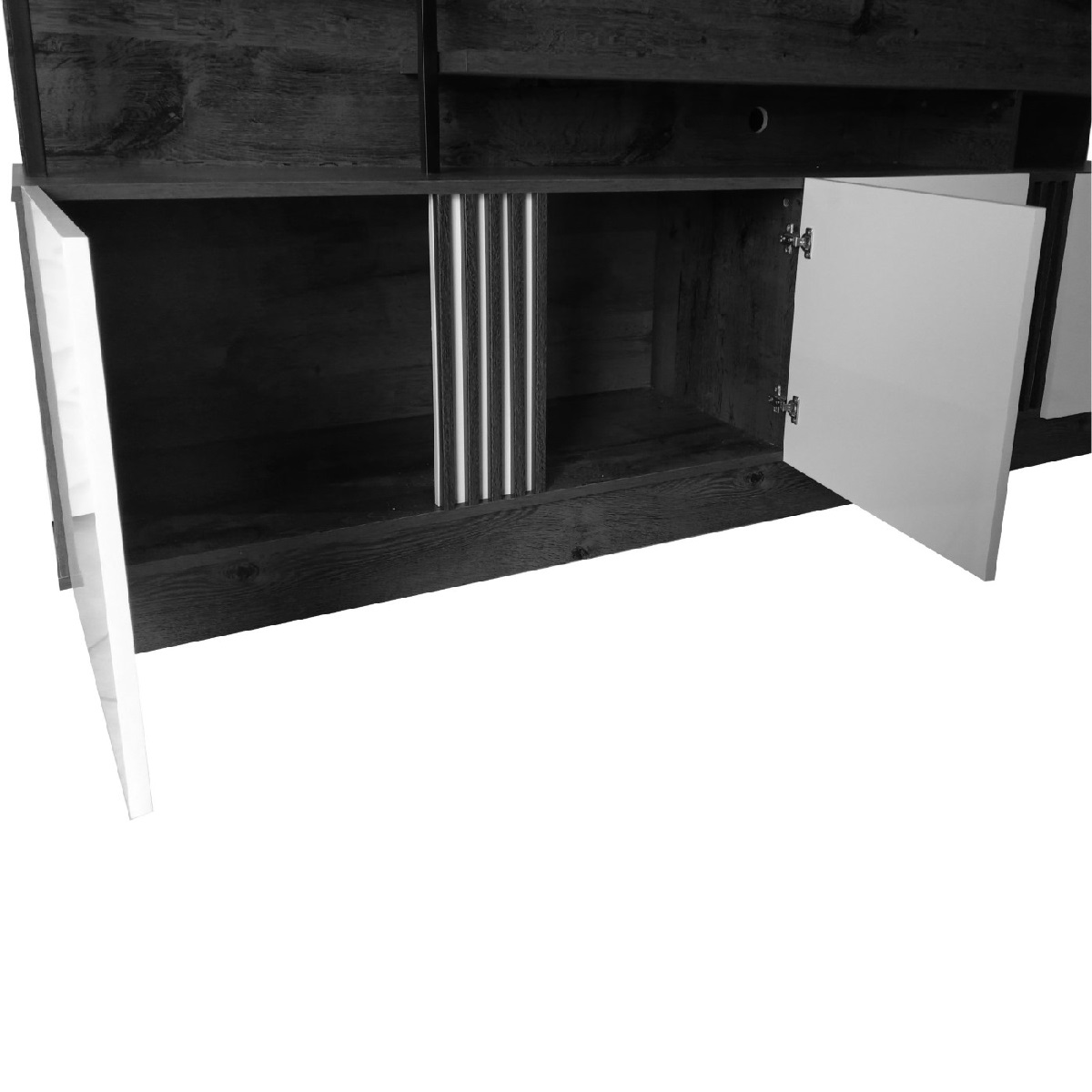 Estante Home Industrial Para Tv Até 65 Polegadas 04 Portas Fortuna Jcm Movelaria Freijó/Grafite