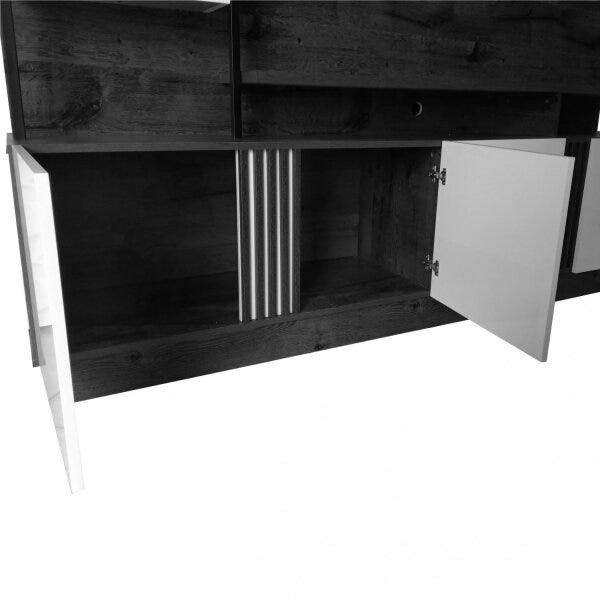 Estante Home Industrial Para Tv Até 65 Polegadas 04 Portas Fortuna Jcm Movelaria Noronha/Off White