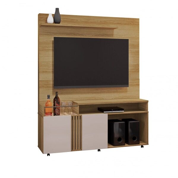 Estante Home Para Tv Até 65 Polegadas 2 Portas 2 Nichos 1 Prateleira Love Candian Jcm Noronha/Off White