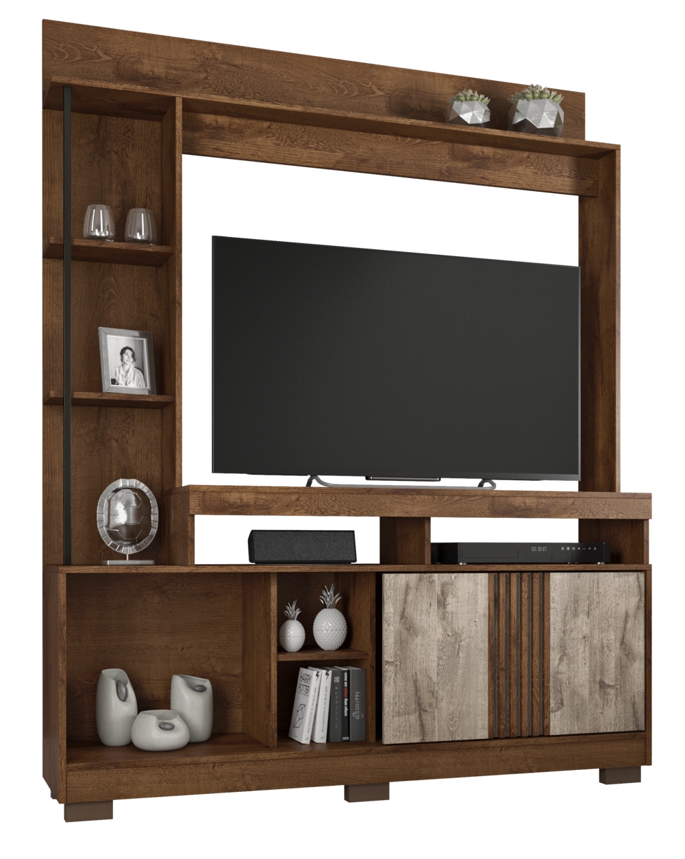 Estante Home Sedução TV até 49 Polegadas JCM Movelaria Cacau/Grigio