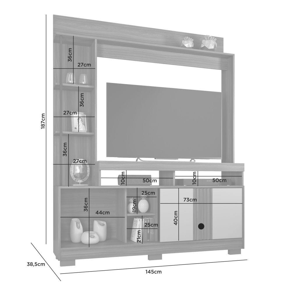 Estante Home Sedução TV até 49 Polegadas JCM Movelaria Cacau/Grigio