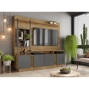 Estante para Home Theater e TV até 65 Polegadas Fortuna Noronha e Grafite Menor preço em Estante para Home Theater e TV até 65 Polegadas Fortuna Noronha e Grafite