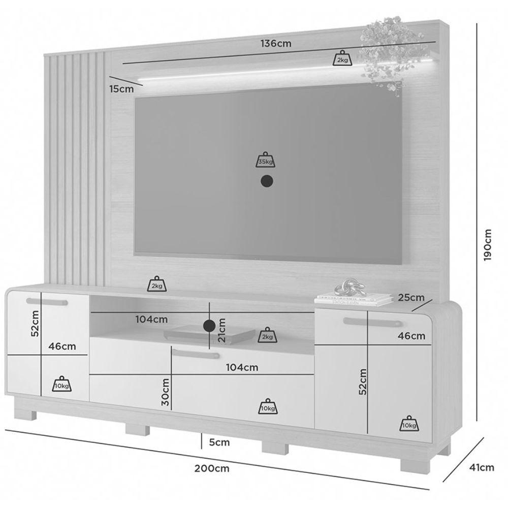 Home Apego Para TV Até 65" Cinamomo Off White JCM