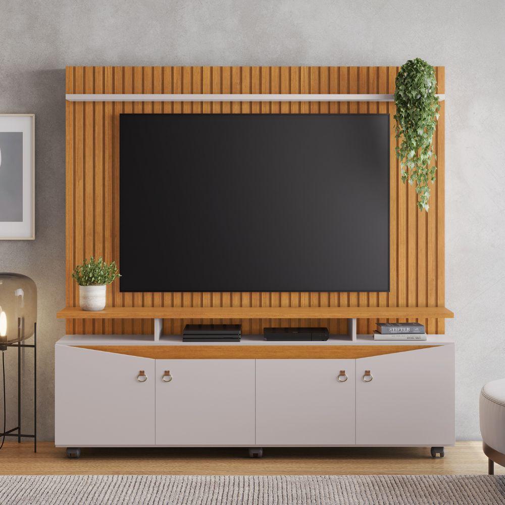 Home Conceito com Painel Ripado TV até 65 Polegadas Cinamomo Off White