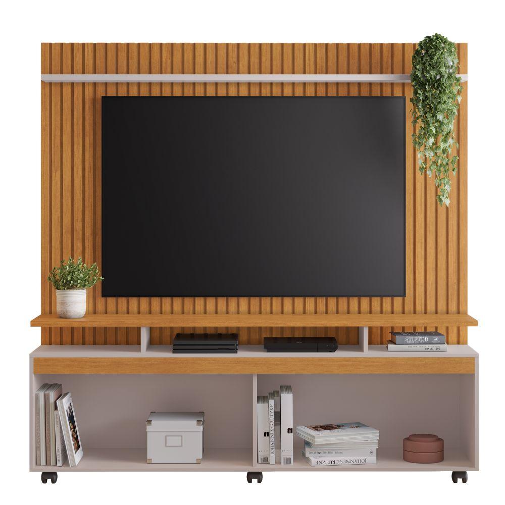 Home Conceito com Painel Ripado TV até 65 Polegadas Cinamomo Off White
