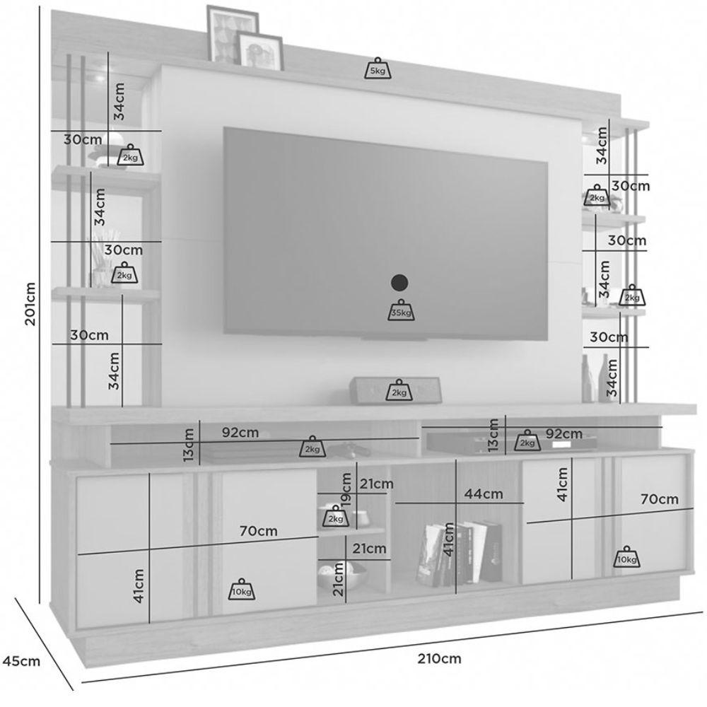 Home Esplendor Para TV Até 65" Cinamomo Off White JCM